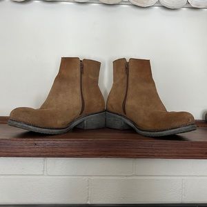 Naot Wander Bootie tan leather suede sz 10 double zip